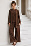 Sequined Hijab Suit A9253 Brown