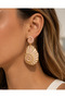 Pink Seashell Patterned Dangle Earrings |   Summer Themed Stylish Women's Earrings |   Gold Plating - 4