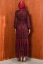 Burgundy Layered Sequined Evening Dress - 6
