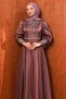 Dusty Rose Evening Dress with Stones on the Front - 3