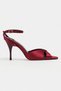 Monica Burgundy Satin Ankle Belt Detailed Women's Thin Heeled Shoes - 5