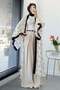 Premium Bat Sleeve Tulle Modal Long Kimono - Beige