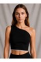 Women's White One-Shoulder Asymmetrical Crop Blouse Slim Fit Stretchy Fabric Stylish Casual - 3