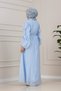 Simay Dress with Ruffle Detail on the Sleeves - Baby Blue - 4