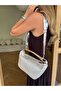 Gold Metal Handle Straw Bag Silver - 3