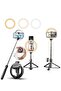 Selfie Stick with 6" Ring Light,Tripod and Phone Holder,3 in 1 Portable LED Fill Light Selfie Stick Tripod Bluetooth Remote Control,Dimmable 3 Colors