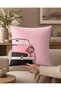 Vintage Pink Automobile Printed Decorative Throw Pillow Cover 43X43 cm Retro Living Room Decor