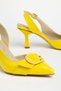 Jayla Women's Yellow Patent Leather Buckle Detailed Thin Heeled Casual Shoes - 3