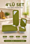 Set of 4 Square Storage Containers with Lids 2X500 ml 1200 ml 2600 ml Microwave Safe Bpa Free