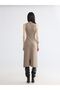 Lcwaikiki Classic Brown Crew Neck Bodycon Knitwear Dress - 4