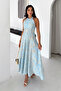 Women's Halter Neck Patterned Long Dress Blue Maxi Summer Dress