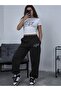 Women's Im Not Perfect Printed Baby Tee Combed Cotton Crop Top and Sweatpants - Two-Piece Sweatshirt Set