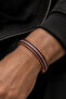 Men's and Women's Copper Bracelet with Red Leather Strip on Top, Steel Chain Pattern, Adjustable Magnet Model, Pure Copper Bracelet - 3