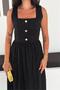 Women's Black Scallop Embroidered Button Detailed Midi Length Square Neck Dress Nbk4644 - 2