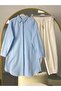 Basic Oversize Tunic Shirt Set Blue