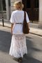 Women's Oversize T-Shirt Dress Lunéra White with Lace Detail and Belt Accessory – 100% Cotton Stylish Design - 6