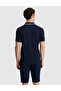 Navy Blue Slim Fit 100% Cotton Apaş Collar T-Shirt 50327845-Vr033 - 5