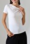Asymmetrical Collar Sandy Blouse with Metal Accessories - 4