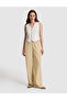 Beige Loose Fit Canvas Trousers 50329149-Vr011