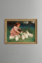 Girl Feeding Rabbits - Vintage Patterned Painting - Fine Model