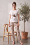 Short Sleeve Patterned Summer Women's Pajama Set - 6