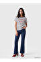 Lcw Vision Navy Blue Striped 100% Cotton Women's T-Shirt - 2