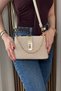 Women's Straw Look Gold Color Detailed Daily Bag - Adjustable Long Strap Hand and Shoulder Bag - 4
