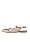 Gray Shiny Leather Women's Flat Sandals - 4