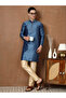 Mens Self Design Jacquard Silk Kurta Set - 6