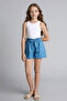 Blue Denim Shorts with Belted Tie for Girls G6380A826Sm
