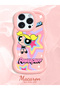 iPhone 15 Pro Max Compatible Case Camera Protector Pink Silicone Couple Phone Case Powerpuff Pattern - 2