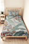 Tropical Green Young Room Single Pique Set - Botanical Tile 160X220 cm Quilted Bedspread - 4