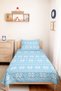 Blue Geometric Nordic Youth Room Single Pique Set-Nordic 160X220 cm Quilted Bedspread - 5