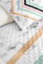 Marble Geometric Mint Young Room Single Pique Set - Powder Anthracite 160X220 cm Bedspread - 3