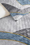 Geometric Blue Gray Young Room Single Pique Set - Modern Marble Striped 160X220Cm Bedspread - 3