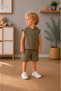 Boys' Hooded Sleeveless Muslin Hoodie T-Shirt Shorts Set