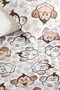 Cute Monkeys Children's Room Single Pique Set - Brown 160X220 cm Quilted Bedspread - 3