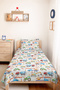 Construction Vehicle Blue Boy's Pique Set - Colorful Vehicle Themed Baby Room Bedspread - 160X220 cm - 4