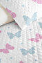 Pink Butterfly Girl's Pique Set - Pastel Blue Starry Baby Room Bedspread - 160X220 cm - 3