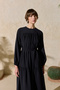 Black Modal Dress with Gathered Detail - 4