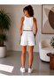 Modal Fabric Side Stripe Detailed Women's Shorts with Pockets - 3