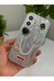 iPhone 17 Stone Case with Pearl Necklace Detail, Marbling Effect, 3D Heart and Motif Charm Cover - 6