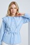 Blue Oversize Fit Lace Riviera Wide Collar Tie-Up Shirt - 2