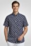 Men Regular Fit Monogram Pattern Short Sleeve Casual Shirt, Multicolor