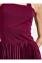 Burgundy Pleated Halter Neck A-Line Maxi Dress - 4