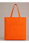 Women's Orange Zippered Hand and Shoulder Bag Fabric Tote Bag Canvas Bag - 4