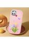 Realme C25 Compatible Case Camera Protector Pink Silicone Couple Phone Case with Floral Pattern - 2