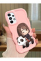 Samsung Galaxy A73 Compatible Case Camera Protector Pink Silicone Couple Phone Case Panda Pattern