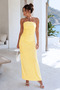 Women's Yellow 100% Cotton Special Design Blouse & Skirt Two-Piece Set