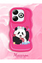 Infinix Smart 8 Pro Compatible Case Camera Protector Red Silicone Couple Phone Case Panda Pattern - 2